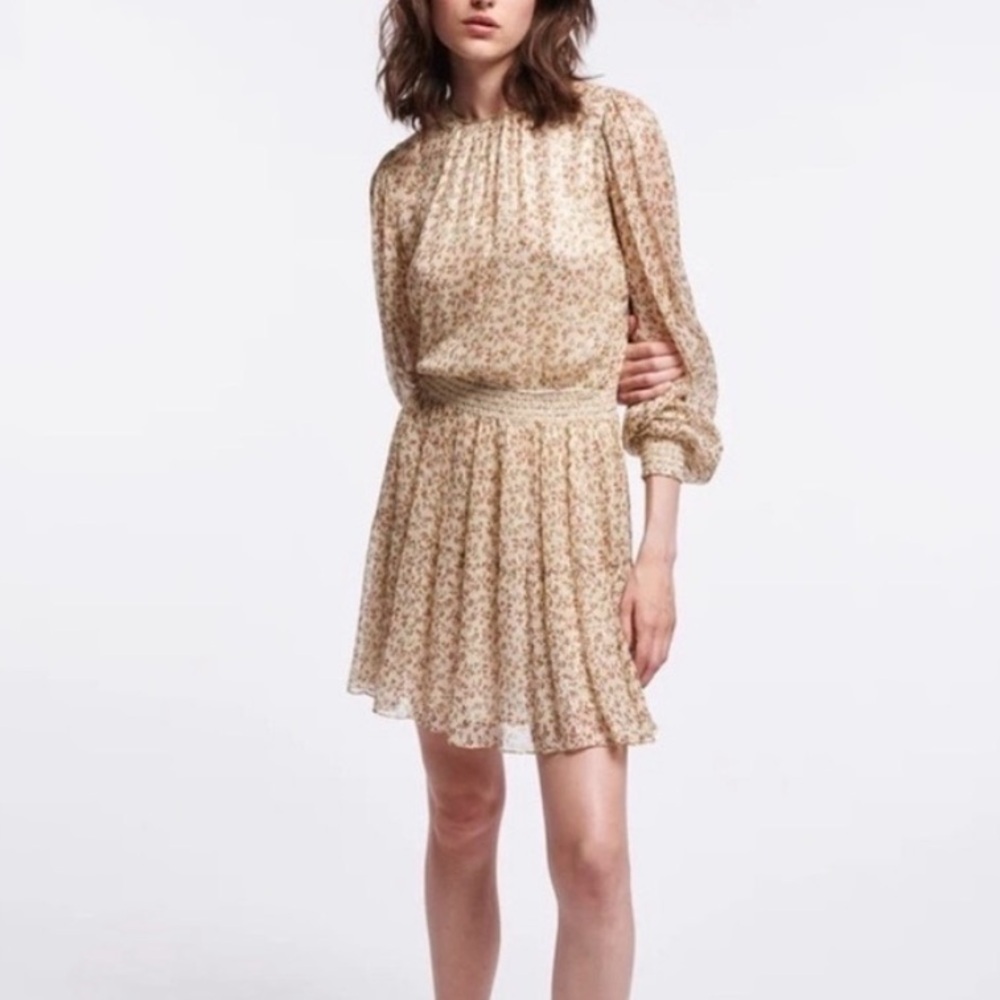 Vanessa Bruno Floral Metallic Dress Size Small